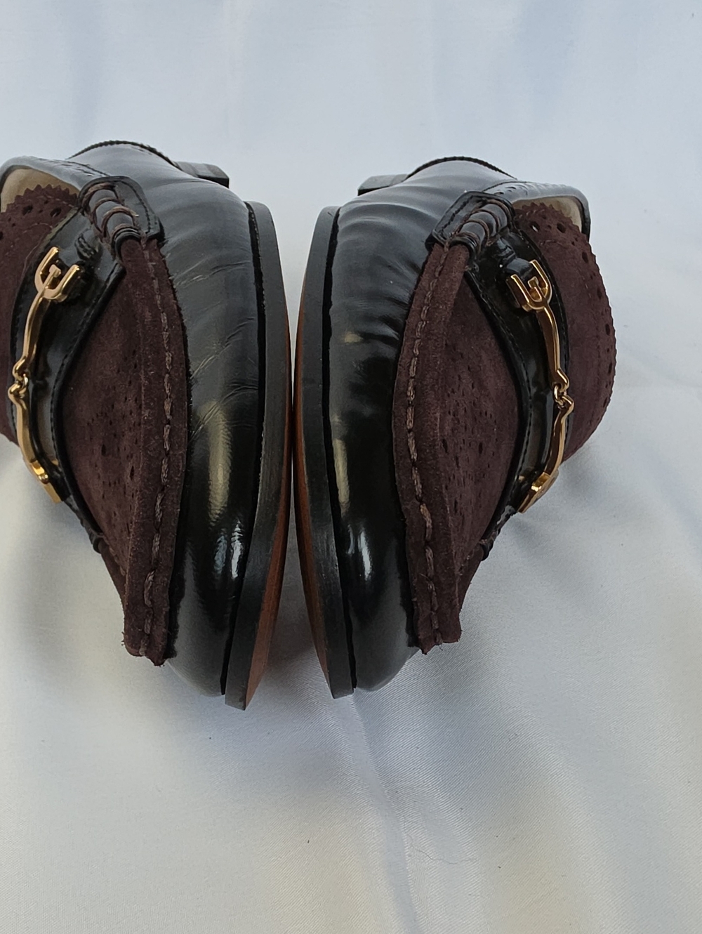 SAM EDELMAN Black Brown Liona Suede Two Tone Preppy Classic Slip On Loafers 9 - Picture 6 of 9